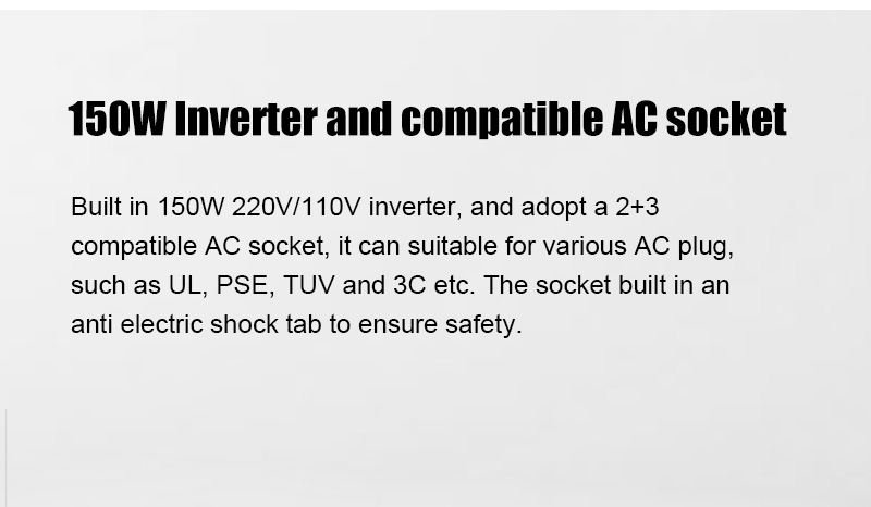150-W-Wechselrichter und kompatible AC-Steckdose